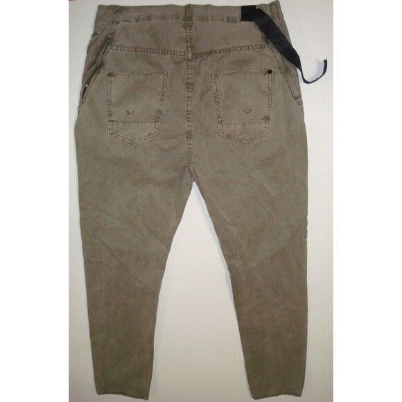 New Designer Mens Hudson Jeans Green Skinny 32 X 29 USA Button Olive Distressed - Picture 6 of 8